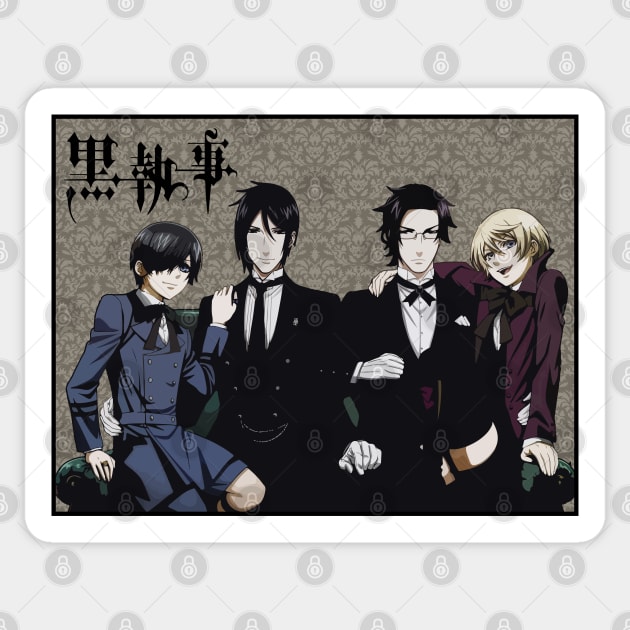 Ciel, Sevastian, Claude and Alois Sticker by Koburastyle